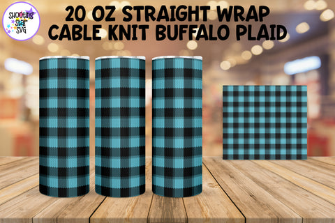 Light Blue Buffalo Plaid Sweater Knit Sublimation Tumbler