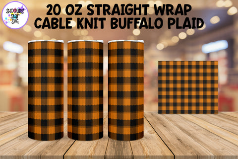 Orange Buffalo Plaid Sweater Knit Sublimation Tumbler