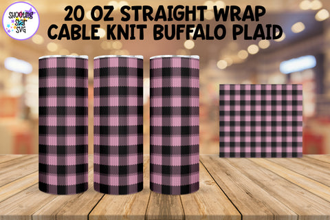 Light Pink Buffalo Plaid Sweater Knit Sublimation Tumbler
