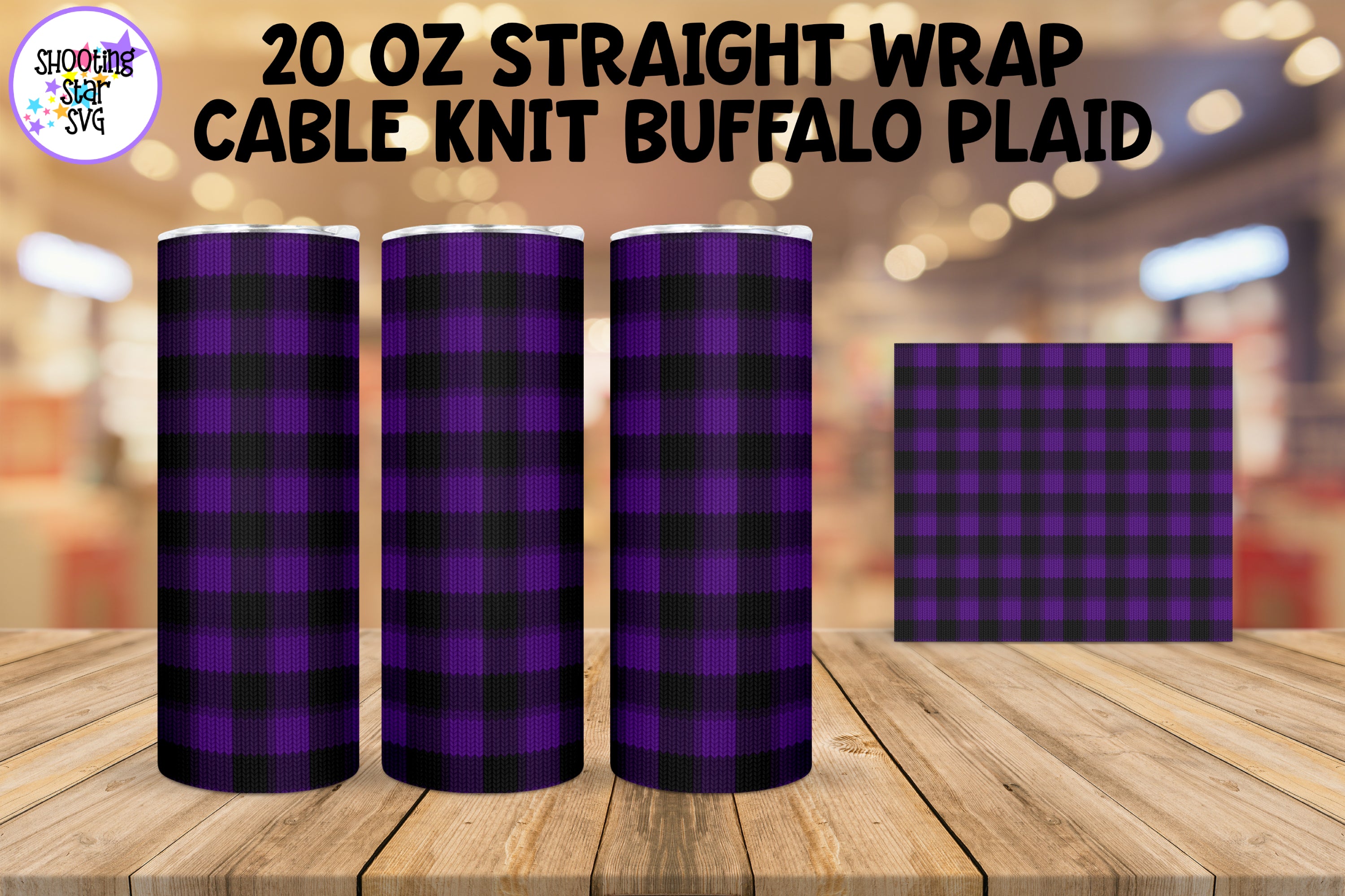 Buffalo Plaid Sweater Knit Sublimation Tumbler Wrap Bundle