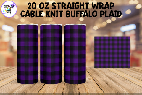 Purple Buffalo Plaid Sweater Knit Sublimation Tumbler Wrap
