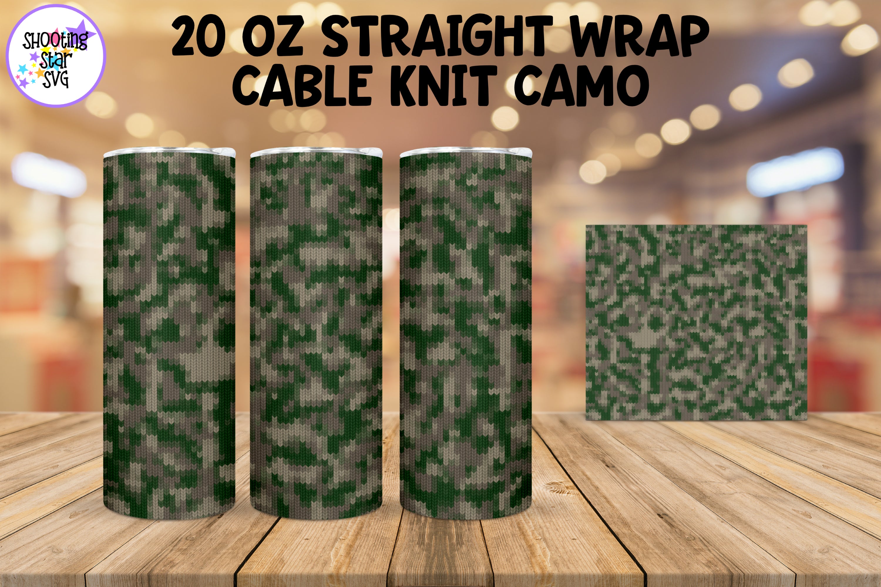 Cable Knit Camouflage Sublimation Tumbler Wrap Bundle