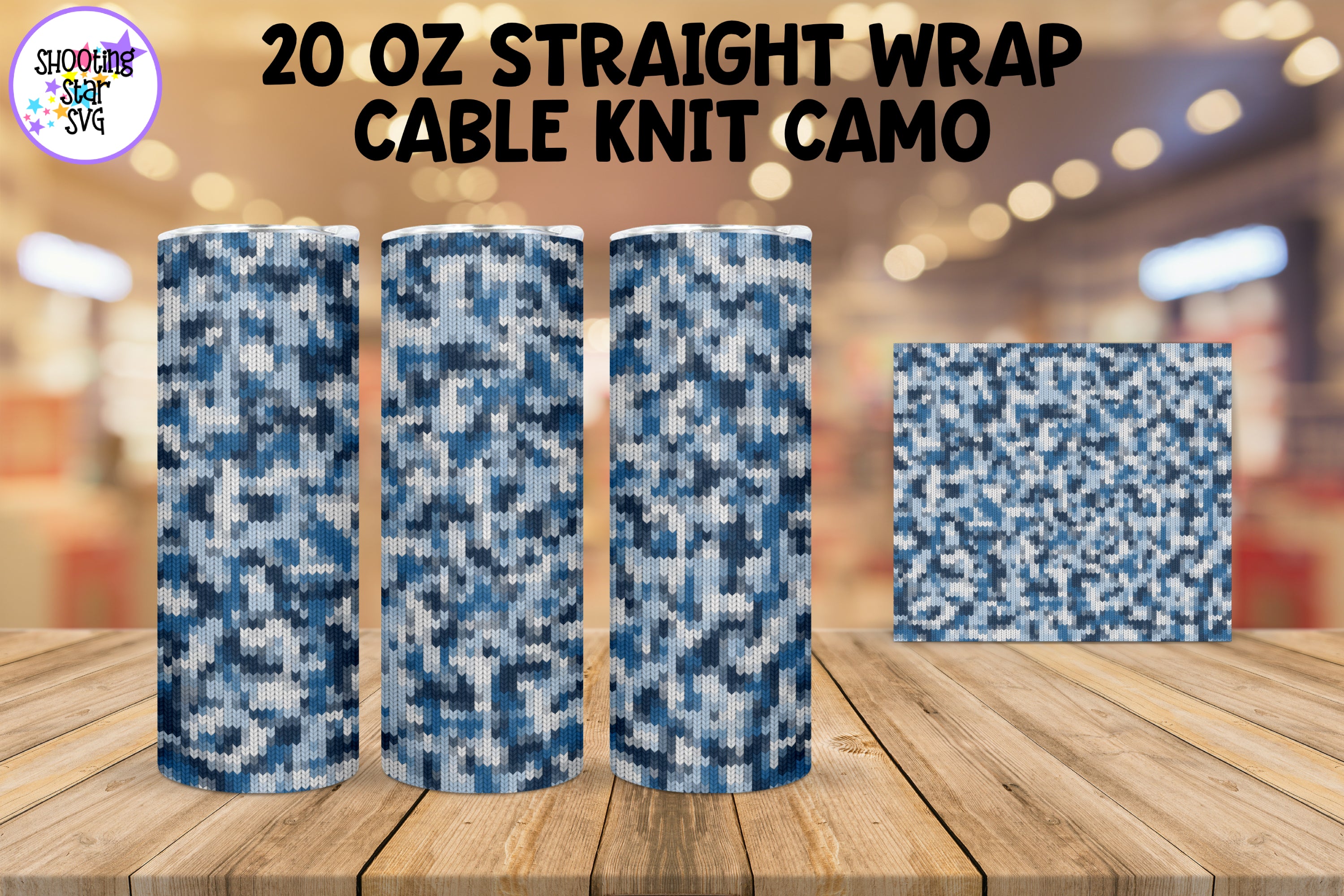 Cable Knit Camouflage Sublimation Tumbler Wrap Bundle