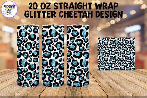 20 OZ Cheetah Tumbler Wrap with Glitter