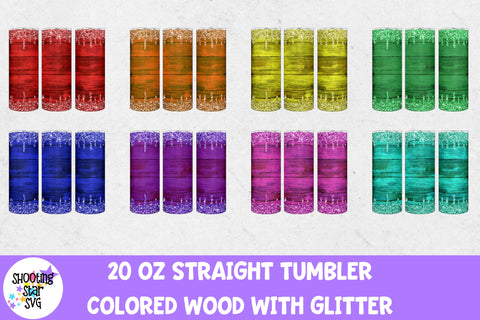 20 OZ Straight Tumbler Colored Wood with Glitter Drips