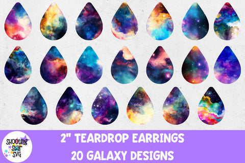 Watercolor Galaxy Teardrop Sublimation Earrings - Set of 20