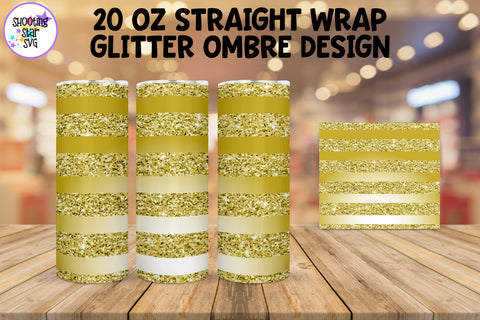 Glitter Ombre Straight Tumbler Wrap Sublimation Bundle