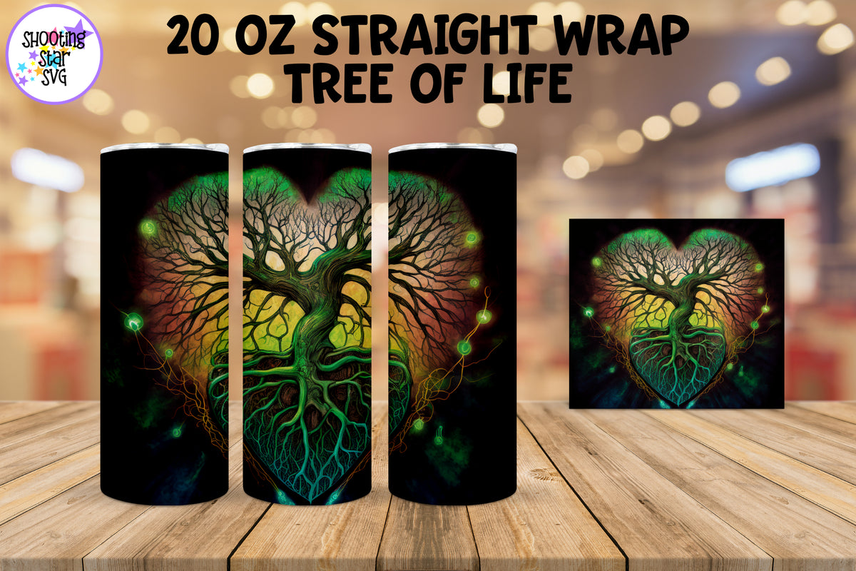 Green Tree of Life Sublimation Tumbler Wrap