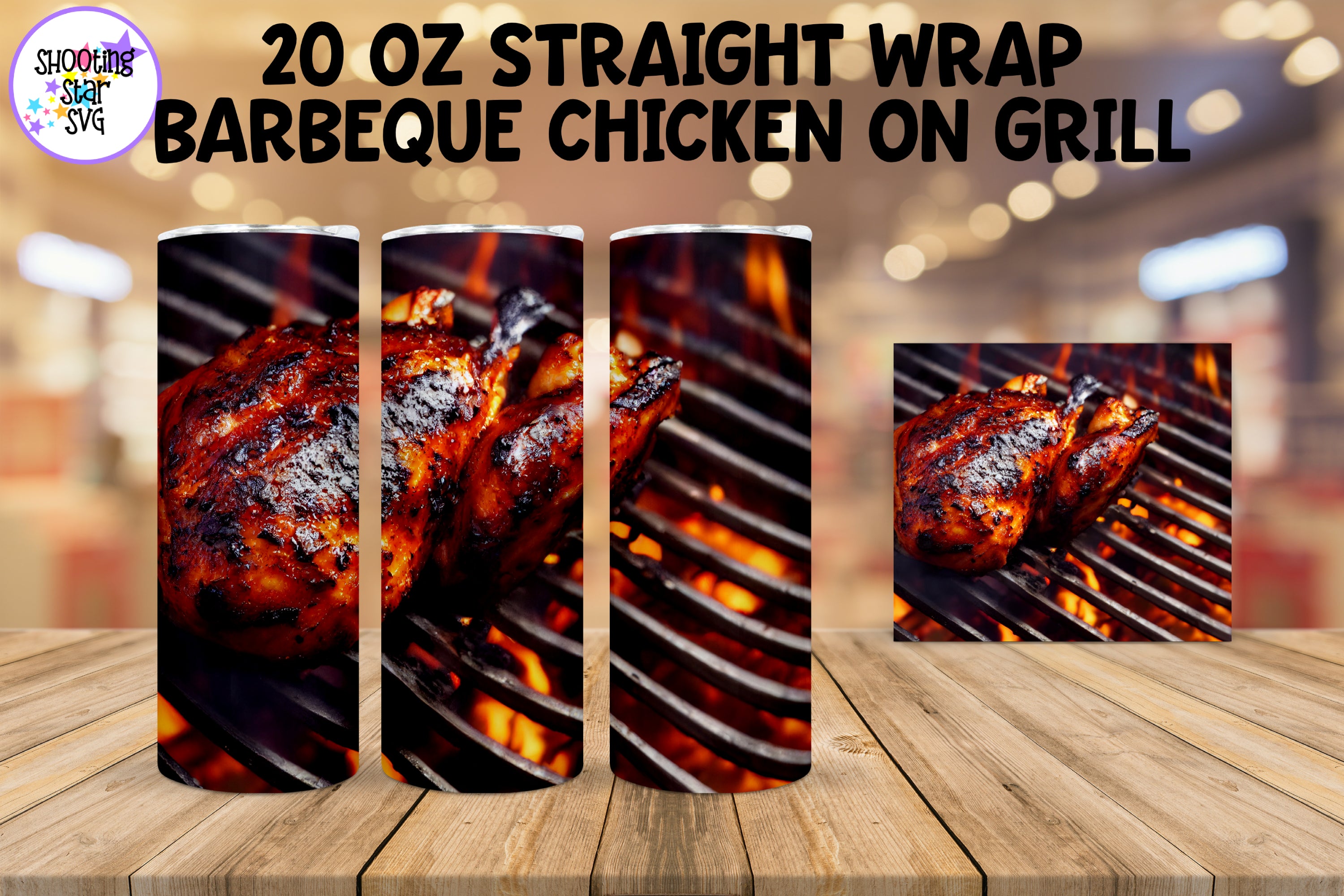 Grilled Chicken on a Charcoal Grill Sublimation Tumbler Wrap