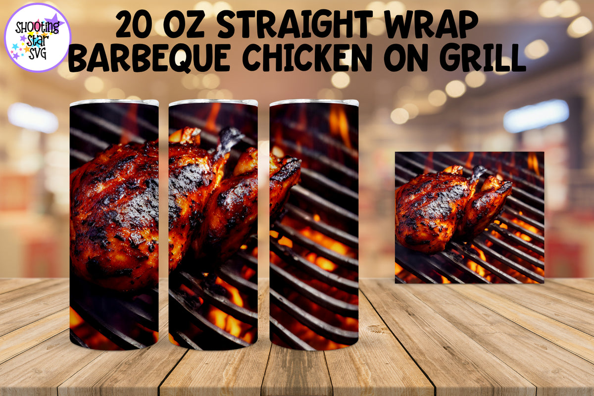 Grilled Chicken on a Charcoal Grill Sublimation Tumbler Wrap