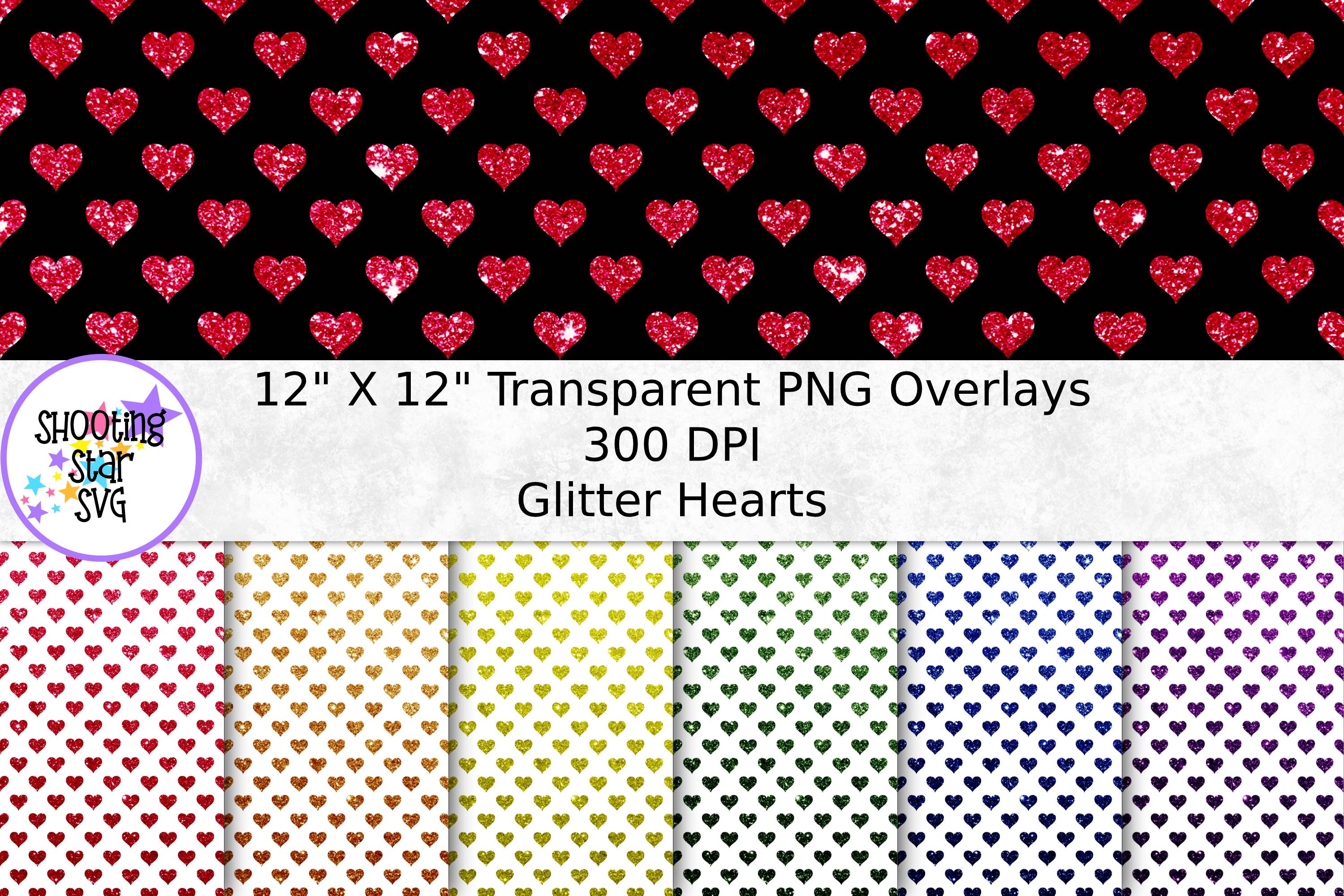 Glitter Hearts Transparent Paper Overlay - Seamless
