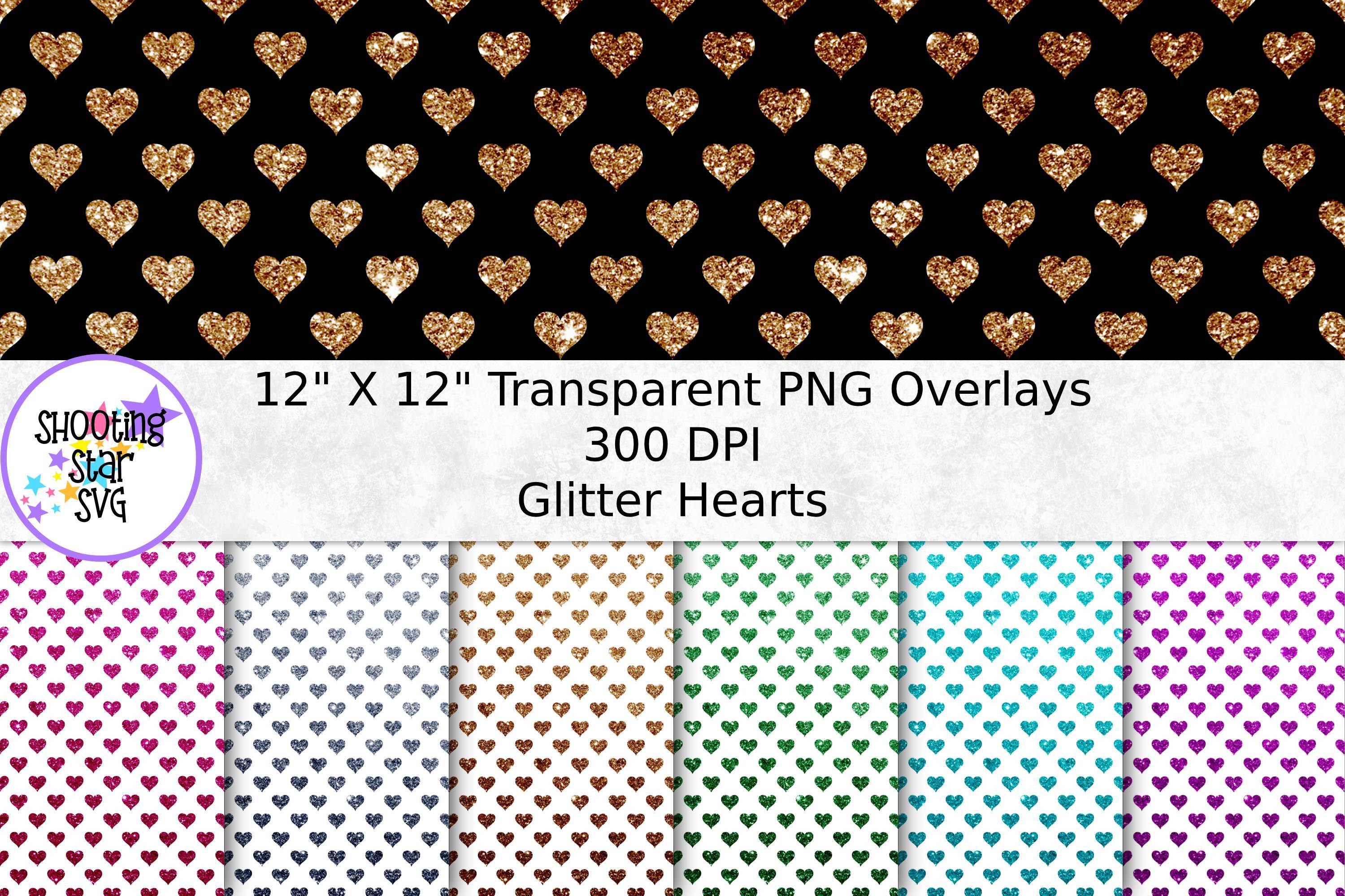 Glitter Hearts Transparent Paper Overlay - Seamless