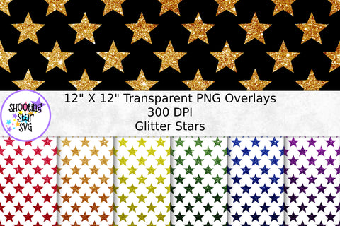 Glitter Stars Transparent Paper Overlay - Seamless