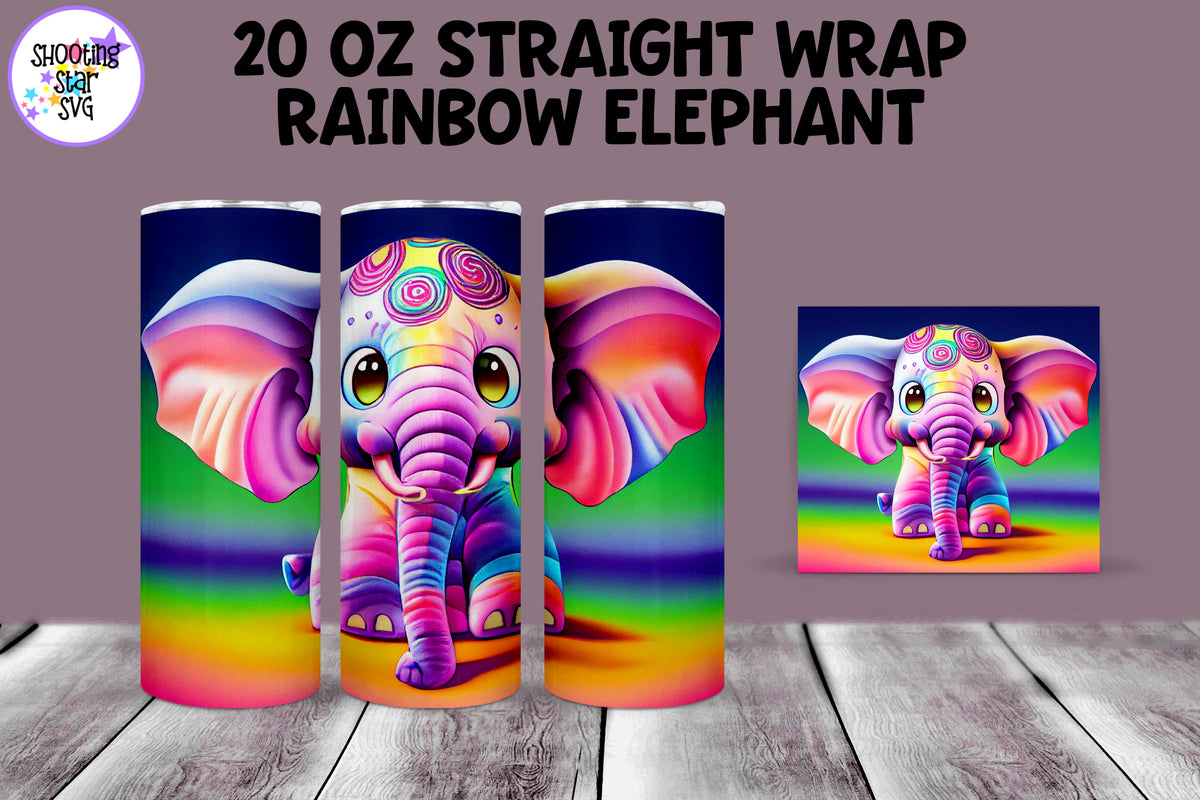 Rainbow Elephant Sublimation Tumbler Wrap - Psychedelic