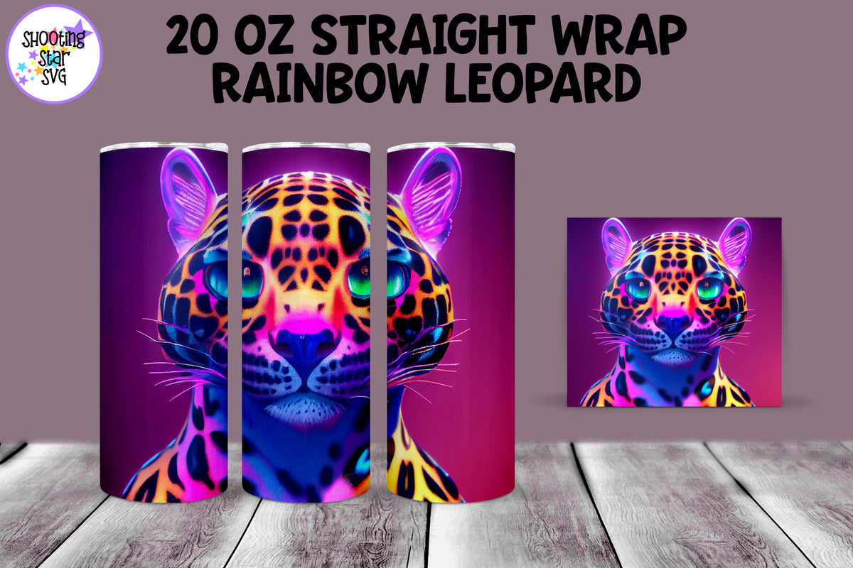 Rainbow Leopard Sublimation Tumbler Wrap - Psychedelic