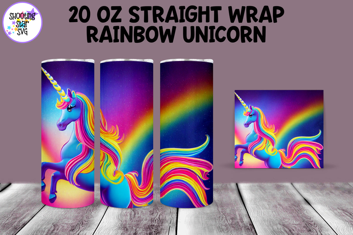 Rainbow Unicorn Sublimation Tumbler Wrap - Psychedelic