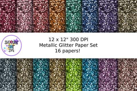 Metallic Glitter Digital Paper Set - 16 Papers