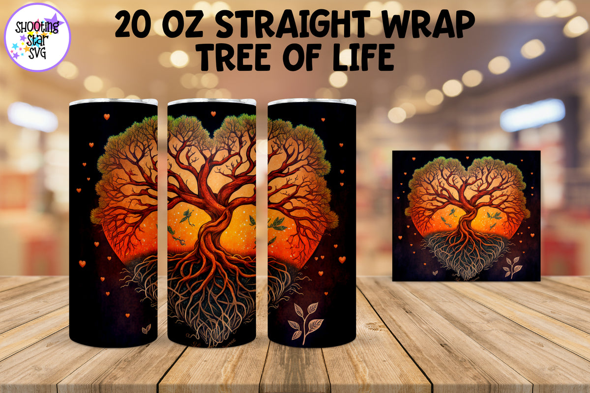 Orange Tree of Life Sublimation Tumbler Wrap