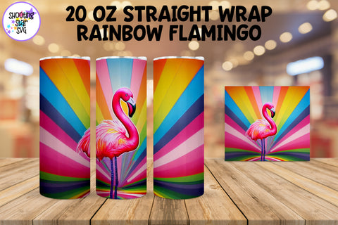 Rainbow Flamingo Sublimation Tumbler Wrap - Psychedelic