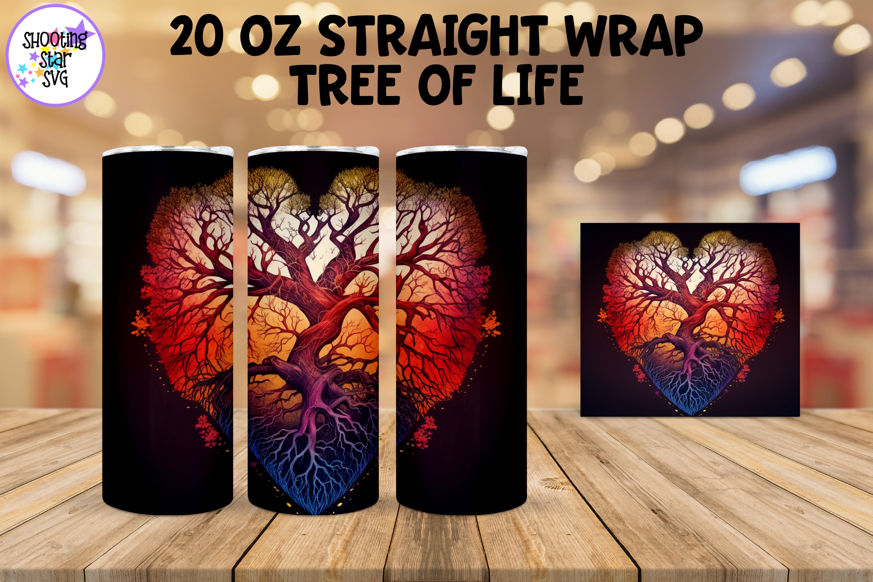Red Tree of Life Sublimation Tumbler Wrap