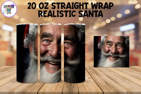 Realistic Santa Sublimation Tumbler Wrap - Christmas Tumbler