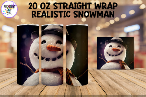 Realistic Snowman Sublimation Tumbler Wrap - Christmas