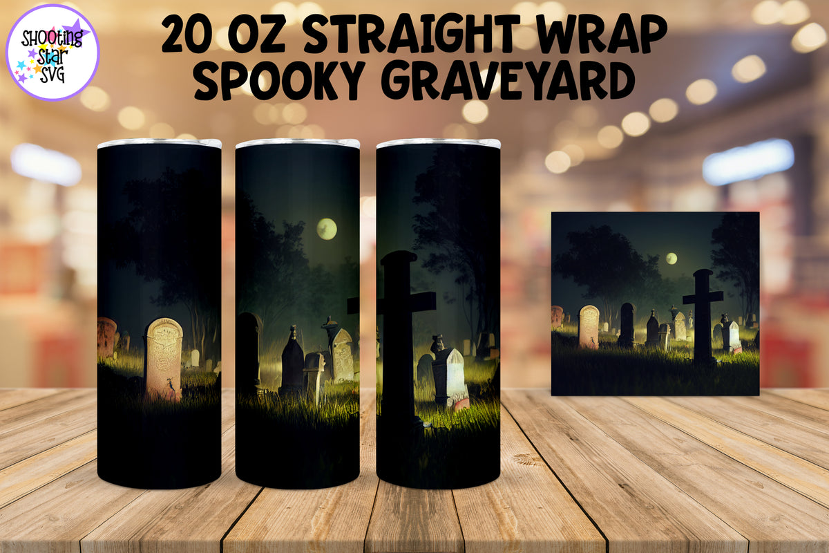 Spooky Graveyard Halloween Tumbler Wrap - Sublimation