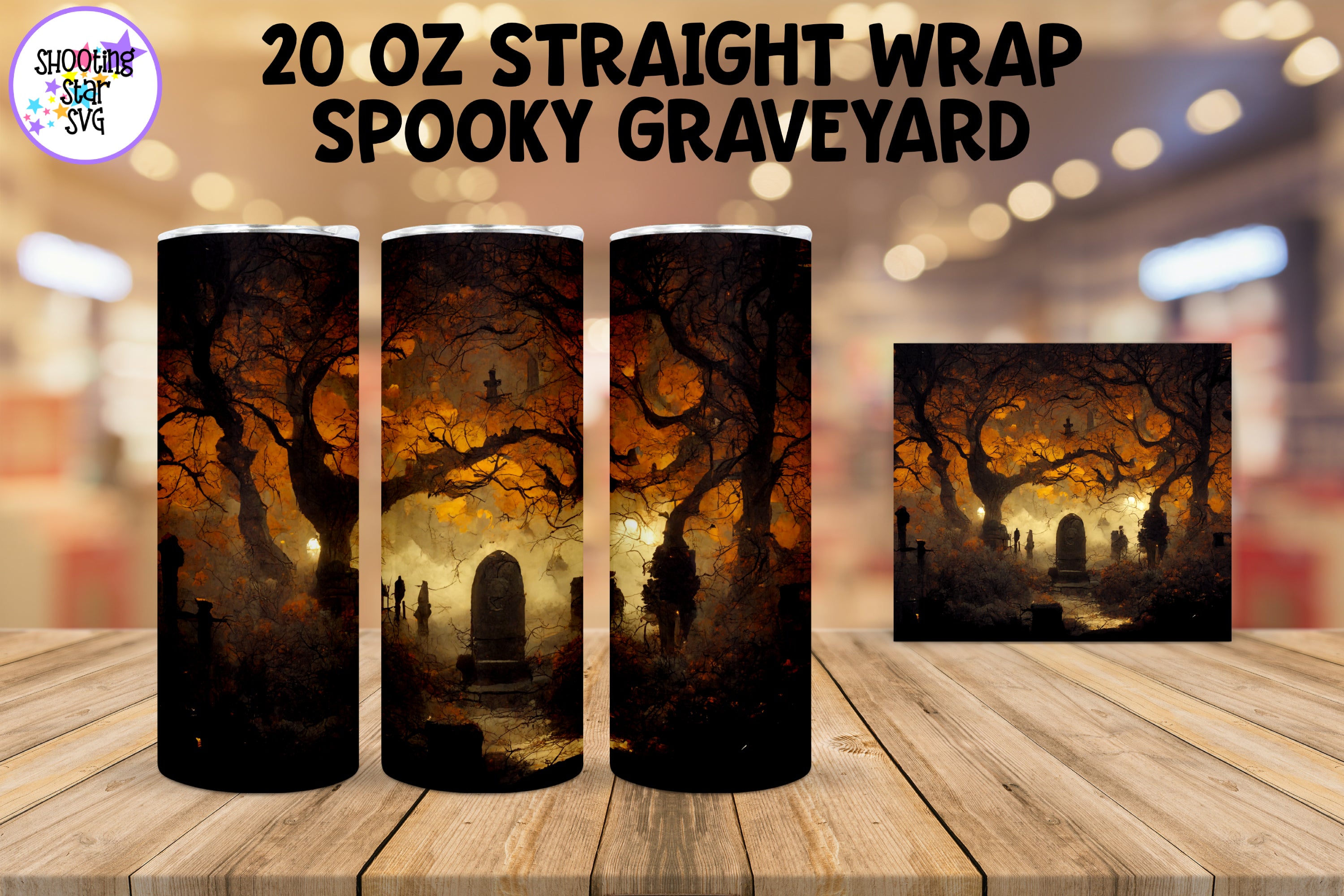 Spooky Graveyard Halloween Tumbler Wrap - Sublimation