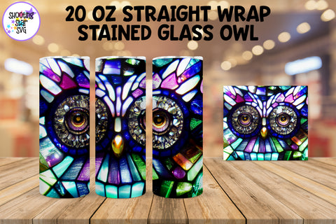 Stained Glass Owl Face Sublimation Tumbler Wrap - Wild Life