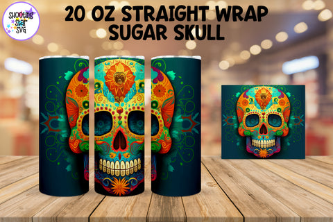 Sugar Skull Day of the Dead Sublimation Tumbler Wrap