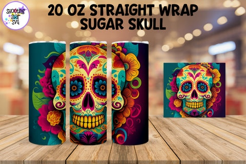 Sugar Skull Day of the Dead Sublimation Tumbler Wrap Bundle