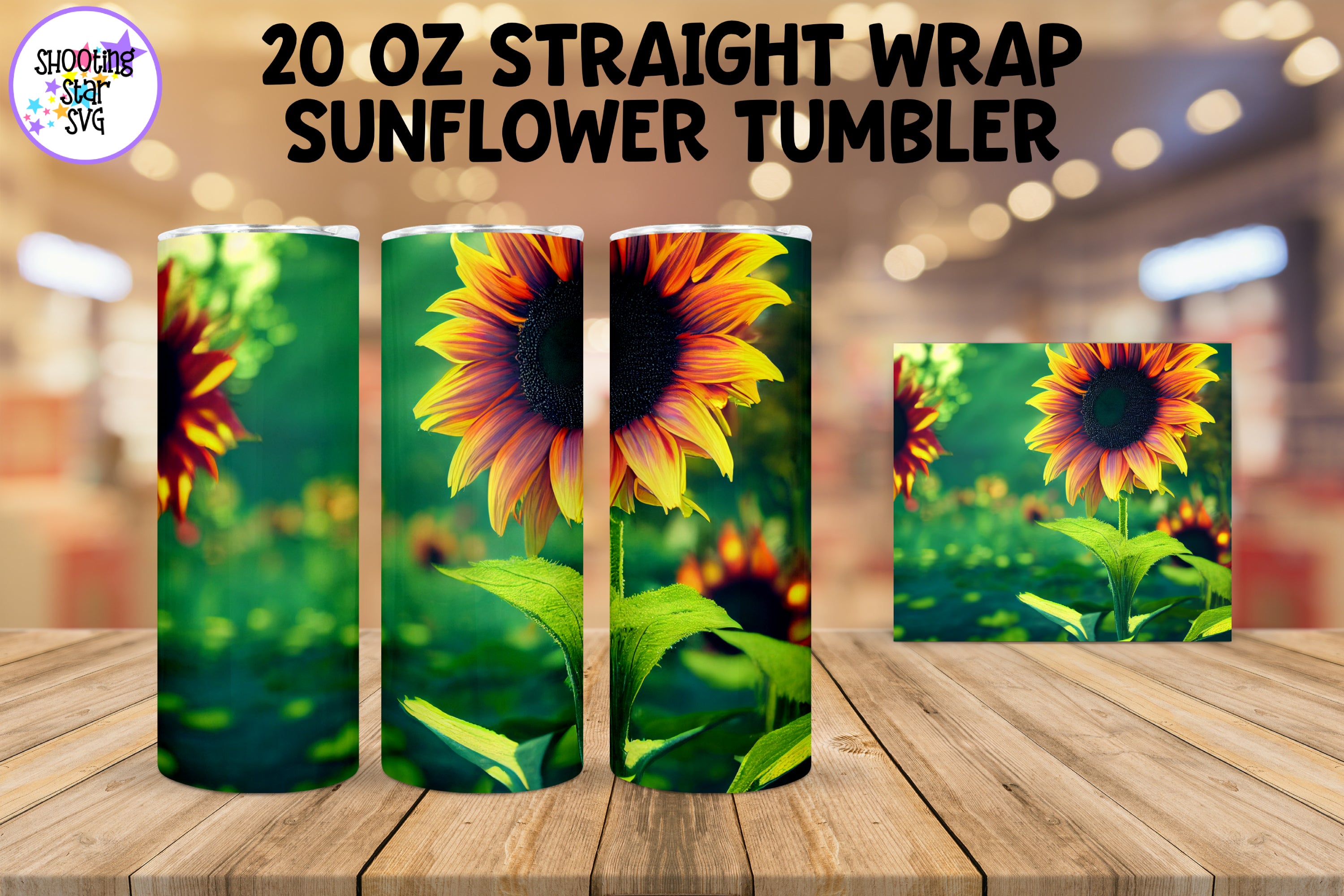 Watercolor Sunflower Sublimation Tumbler Wrap Bundle