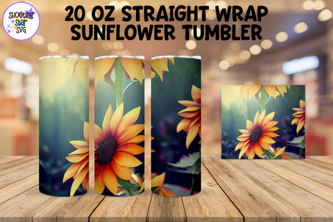 Watercolor Sunflower Sublimation Tumbler Wrap Bundle