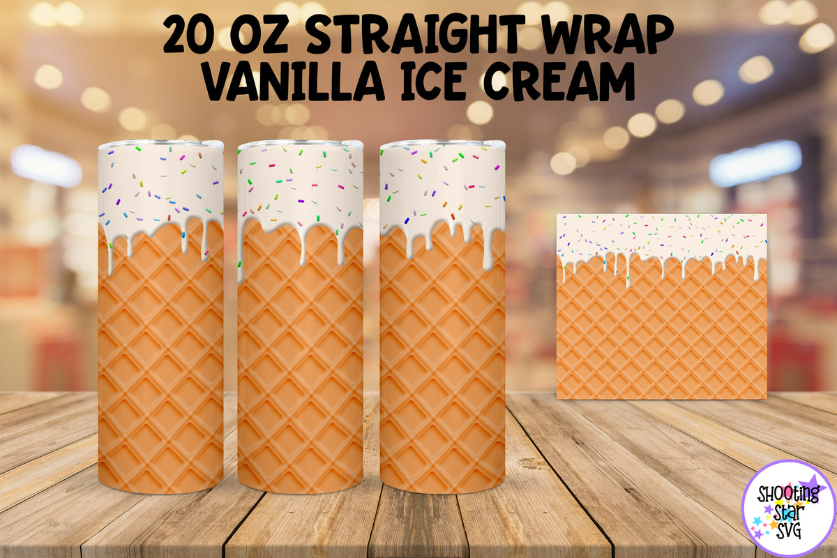 Vanilla Ice Cream Tumbler Wrap - Ice Cream Lover Cup