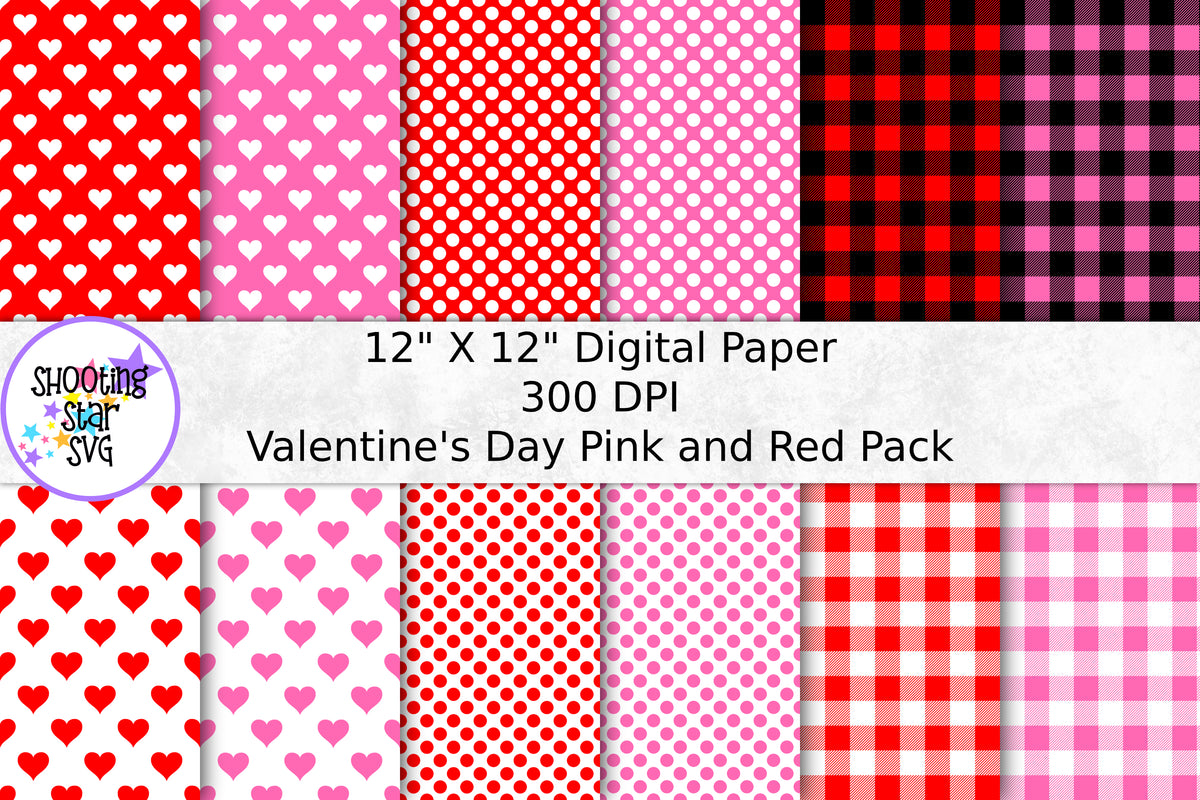 Valentine's Day Digital Paper - Red and Pink Paper Pack
