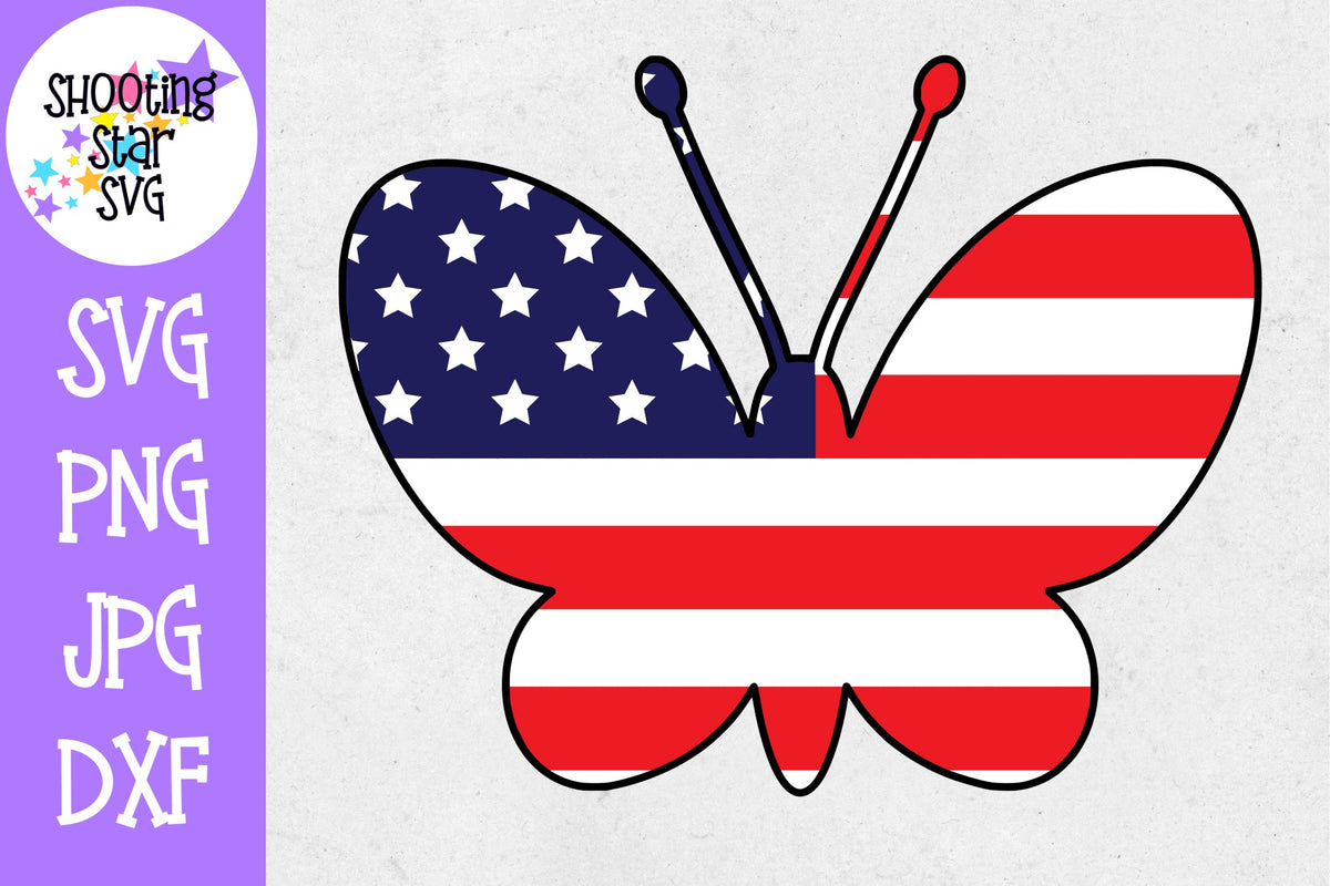 Butterfly with American Flag- Fourth of July SVG
