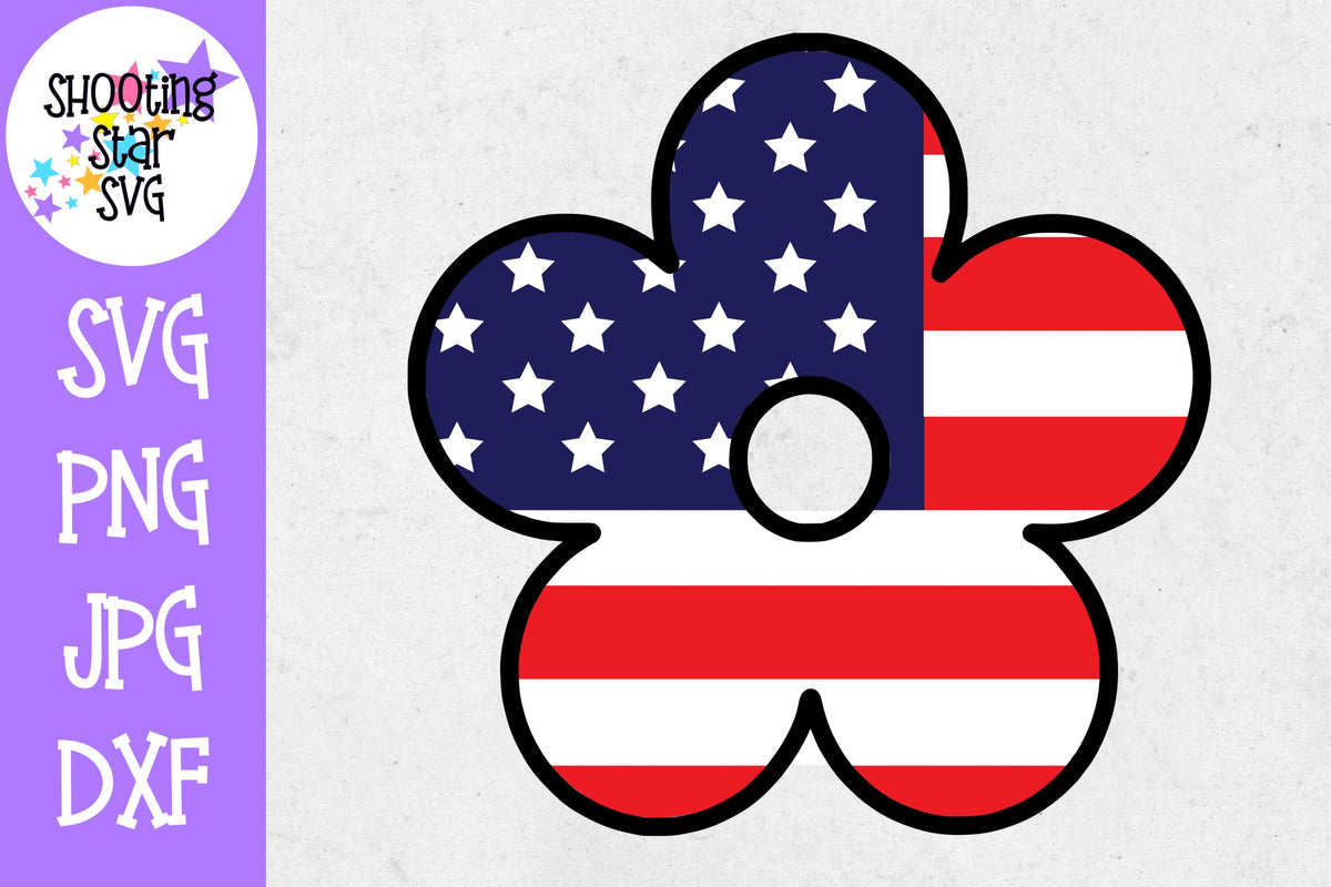 Flower with American Flag- Fourth of July SVG