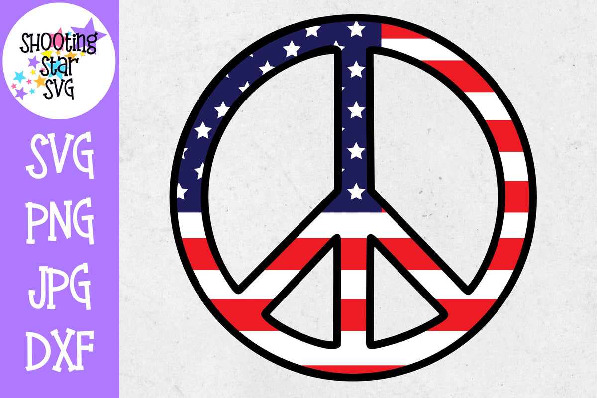 Peace Sign with American Flag- Fourth of July SVG