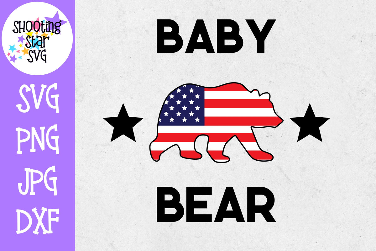 Baby bear with American Flag - Fourth of July SVG