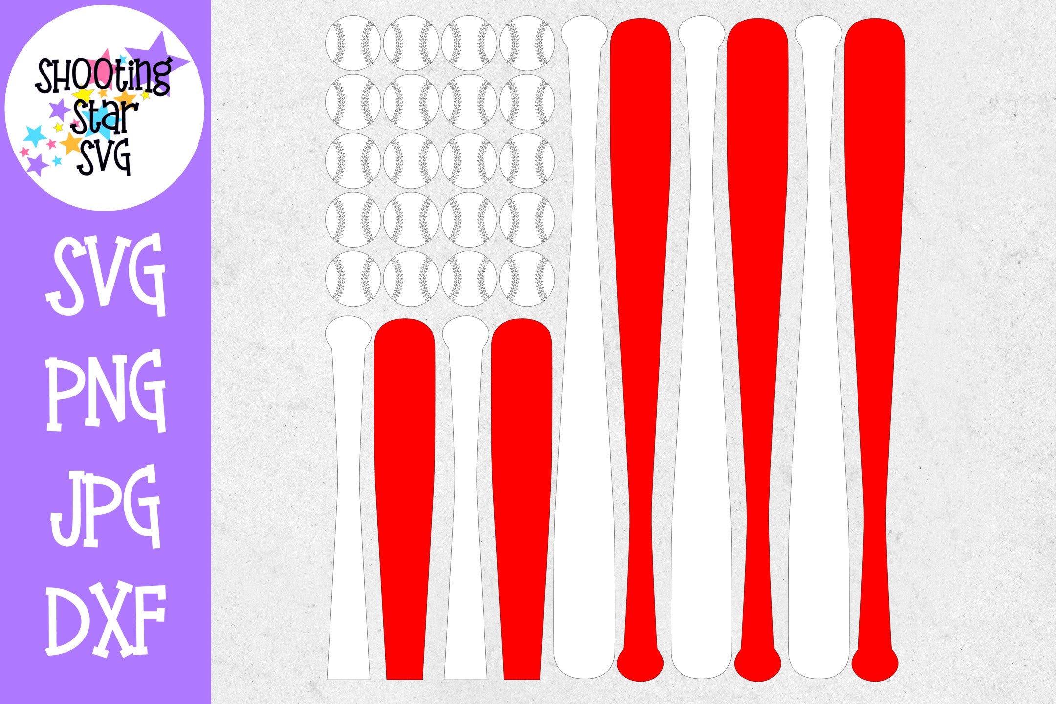 Baseball and Bats American Flag - Fourth of July SVG