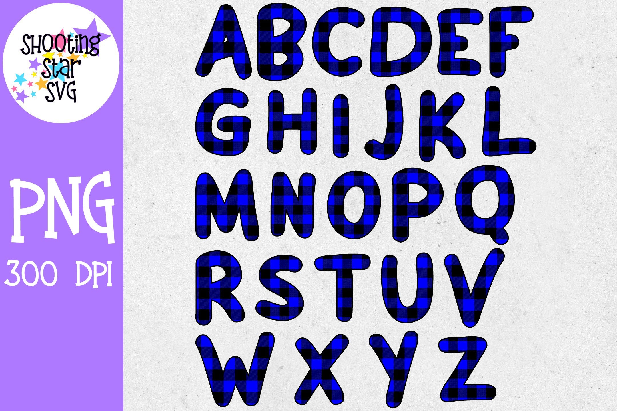 Blue Buffalo Plaid Alphabet Set - Sublimation Alphabet