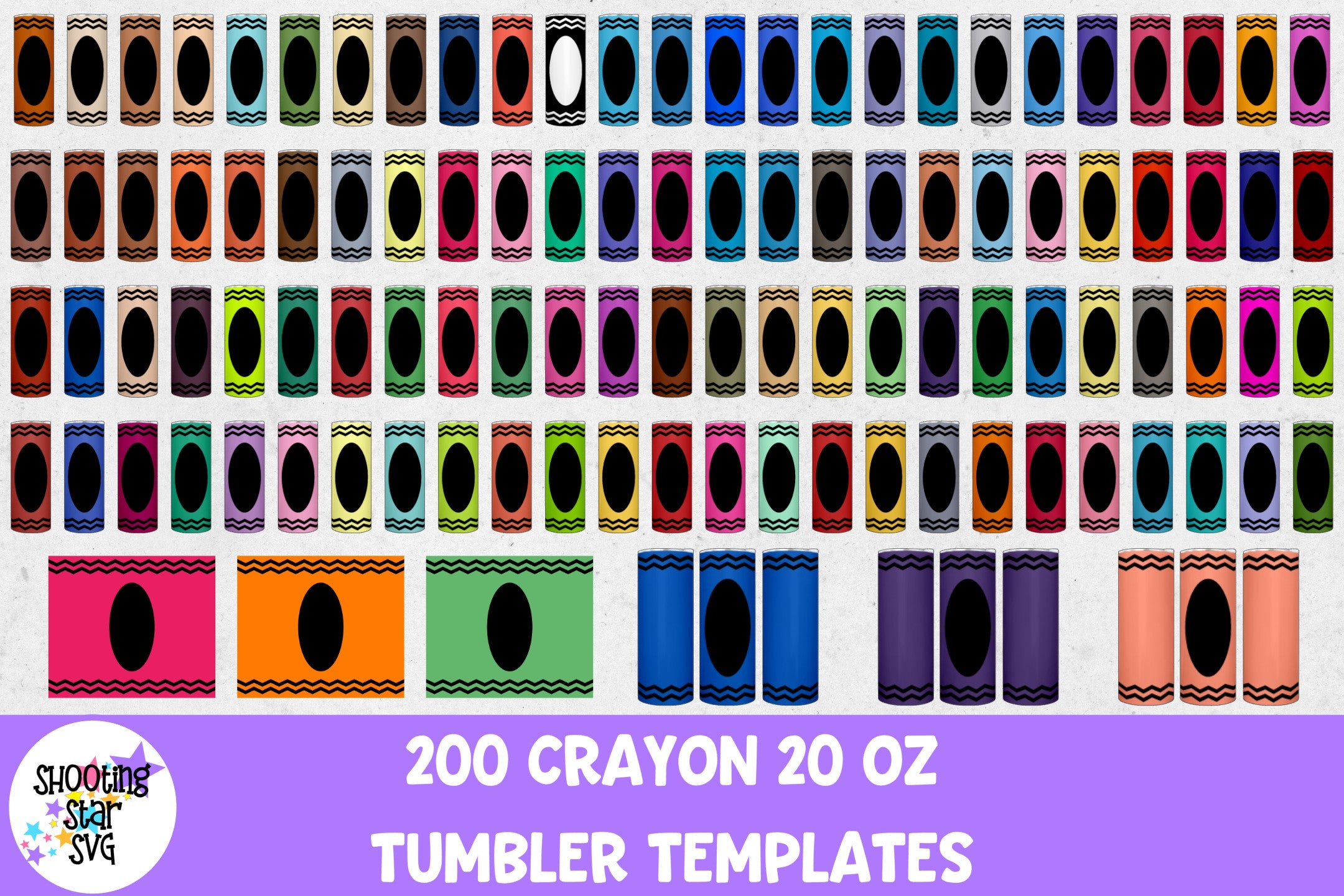 200 Crayon Tumbler Wraps - Straight Tumbler Sublimation