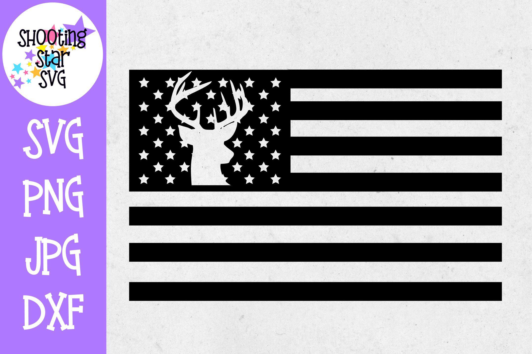 American Flag with Deer Silhouette - Fourth of July SVG