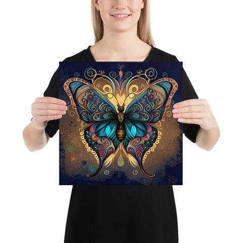 Beautiful Ornate Butterfly on a Square Matte Poster