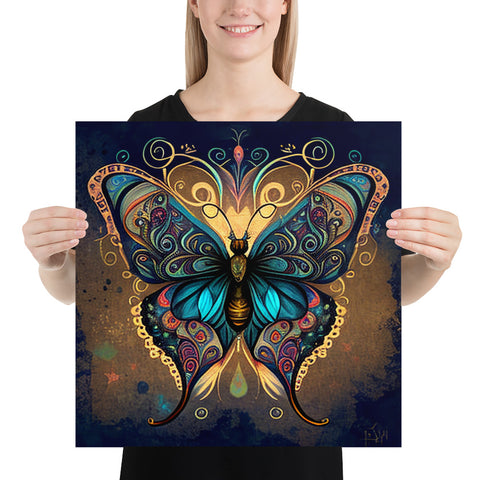Beautiful Ornate Butterfly on a Square Matte Poster