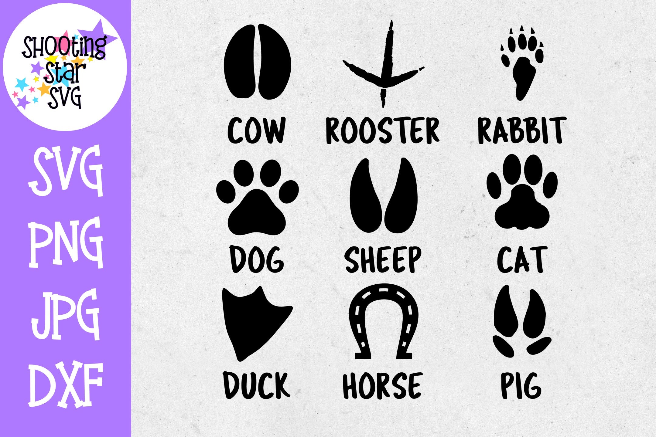 Farm animal Tracks - Farm Animal Paw Prints - Children's SVG