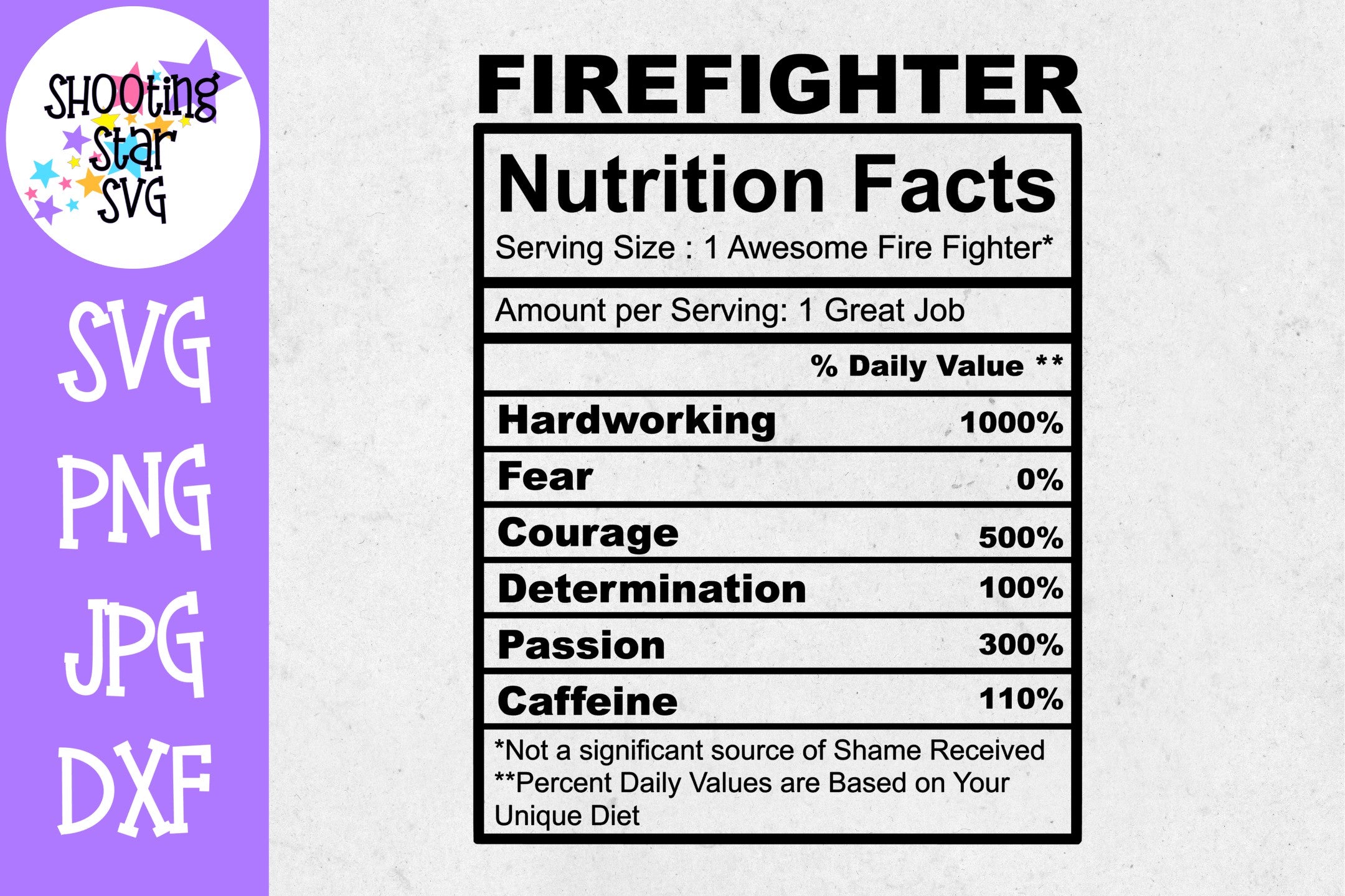 Firefighter Nutrition Facts SVG - Firefighter SVG