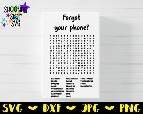 Forgot Your Phone Word Search - Bathroom Home Decor SVG