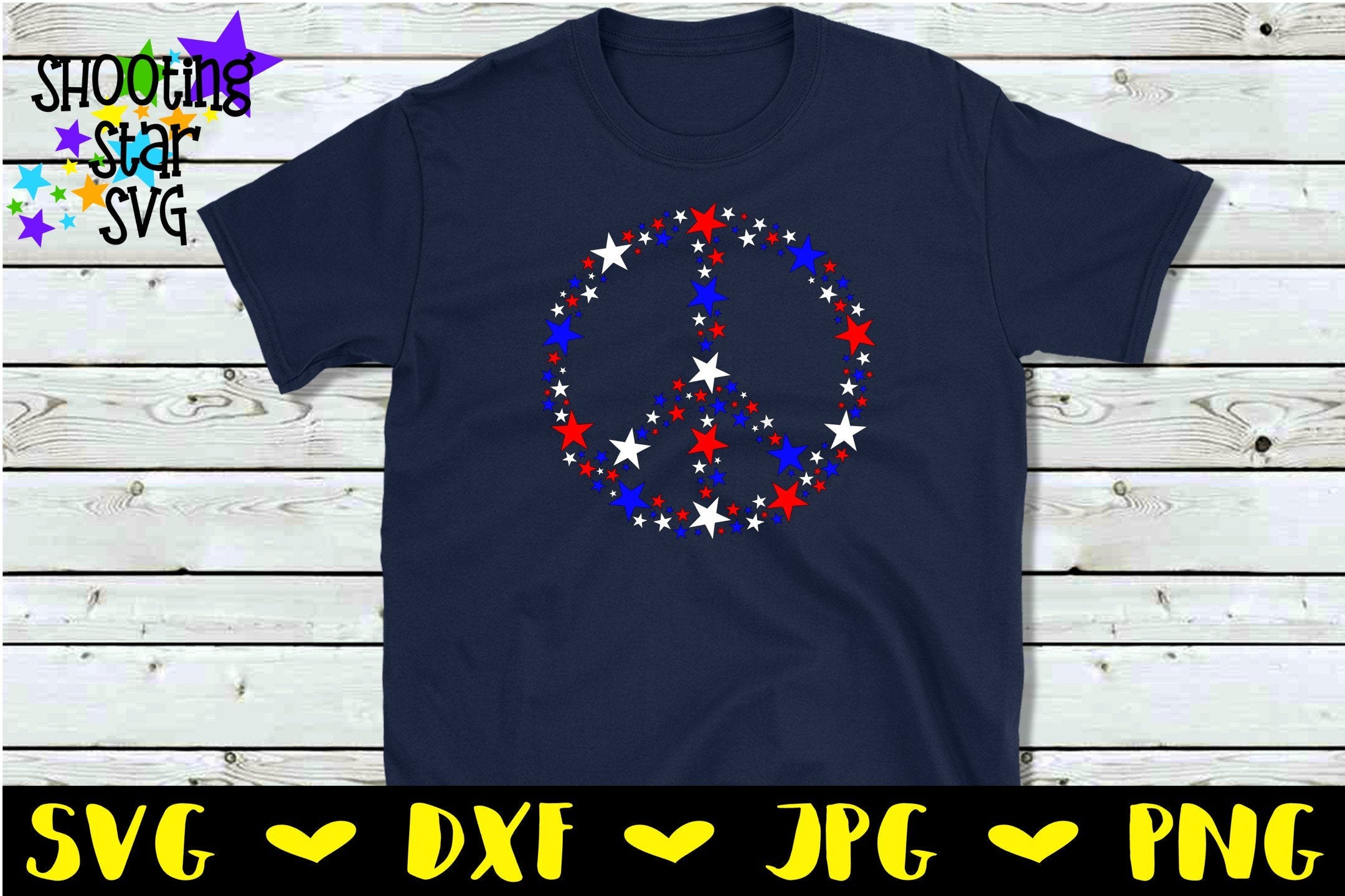 Peace Sign with Red White and Blue Stars- Fourth of July SVG