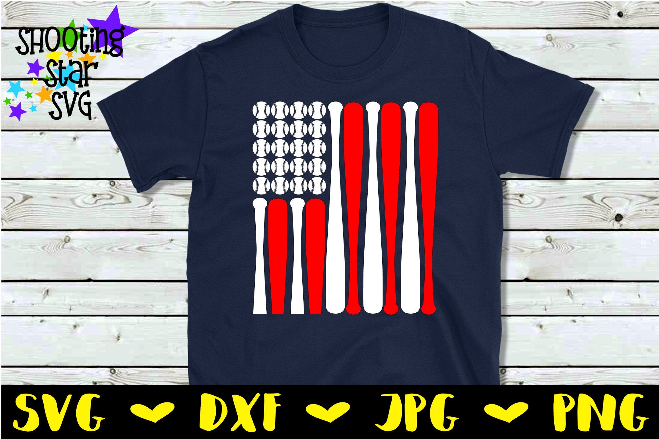 Baseball and Bats American Flag - Fourth of July SVG